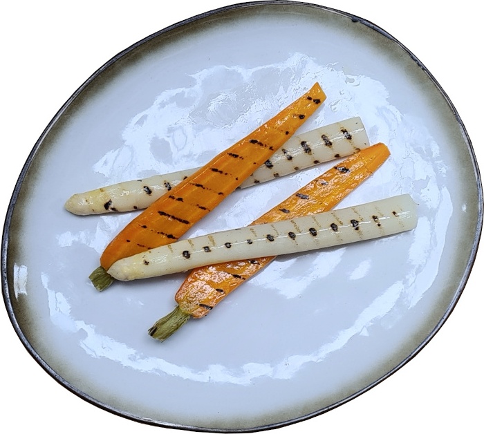 White asparagus and spring carrots